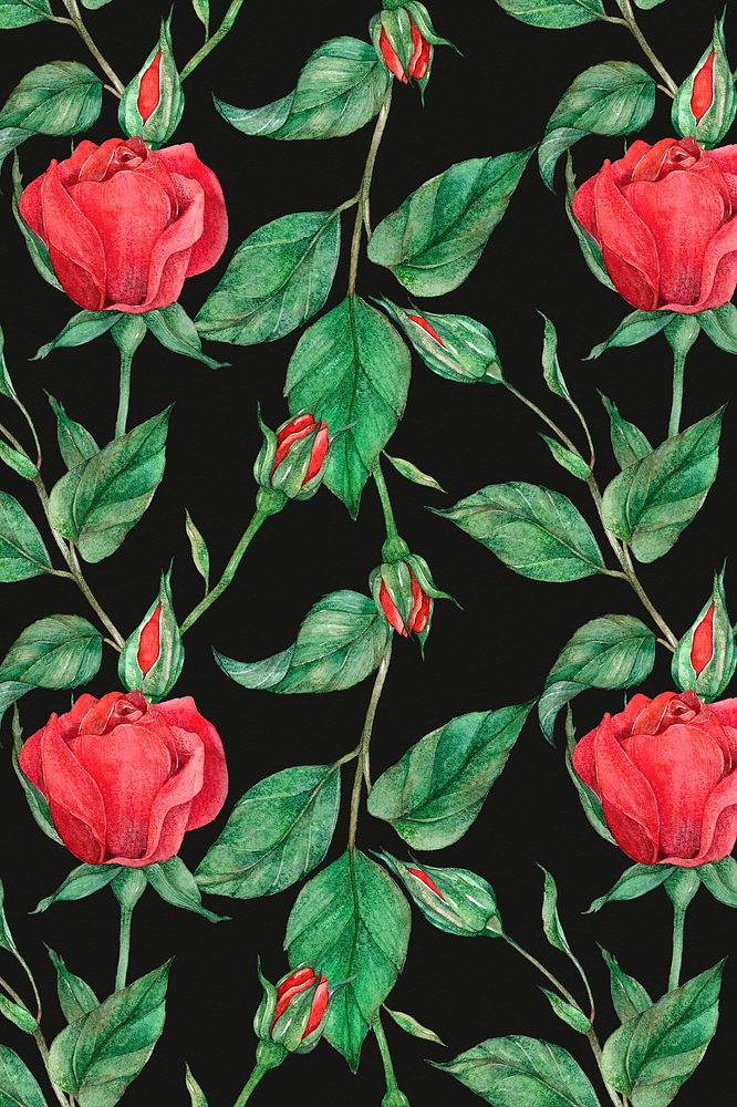 Blooming red rose pattern psd background