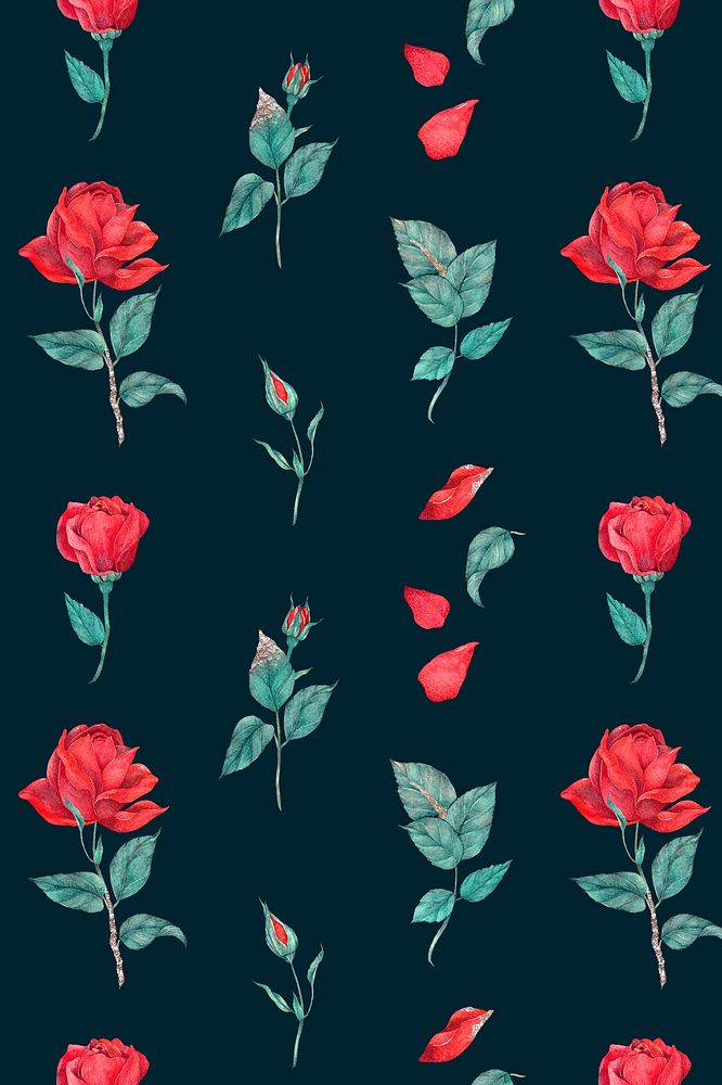 Red rose pattern psd background