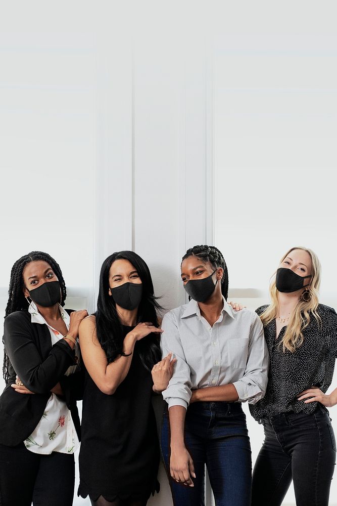 Businesswomen in mask new normal office fashion 