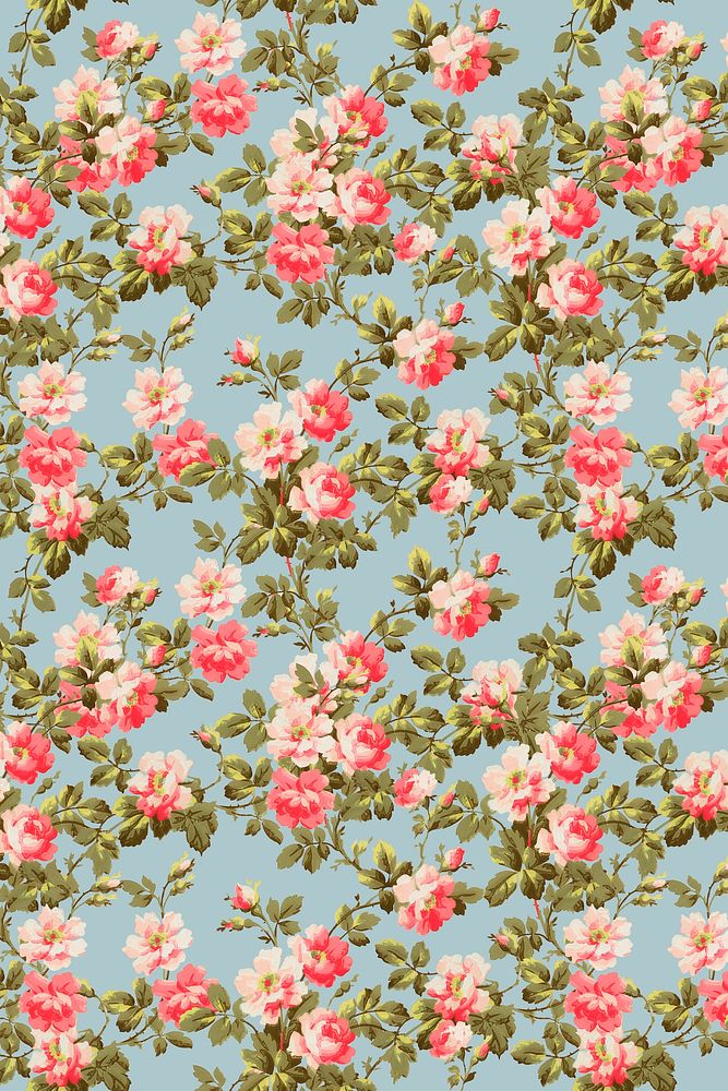 Wild rose botanical pattern vintage background
