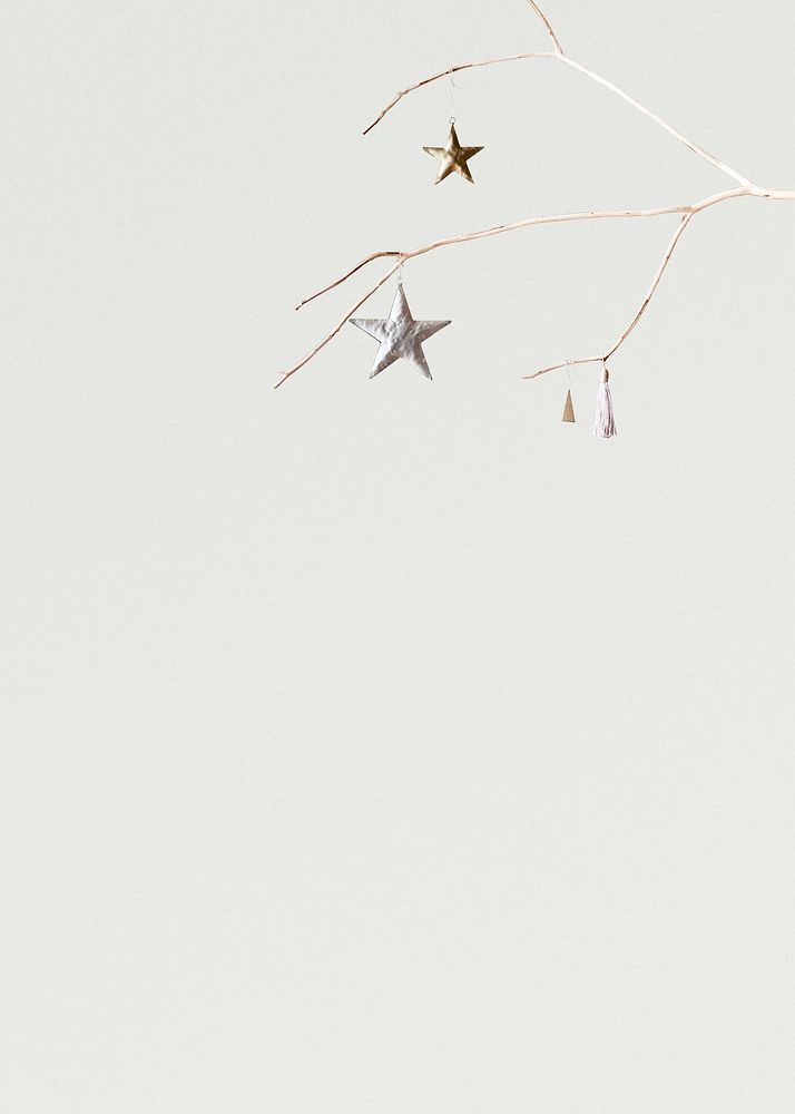 Christmas star ornaments white greeting card with design space
