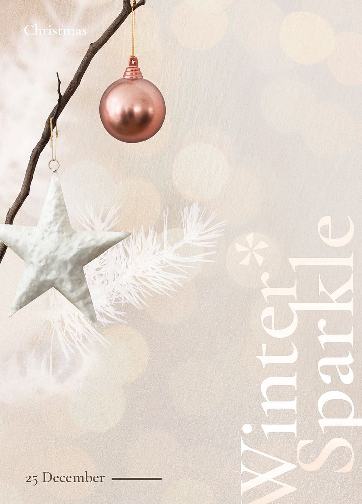 Psd winter sparkle Christmas decorated bokeh background