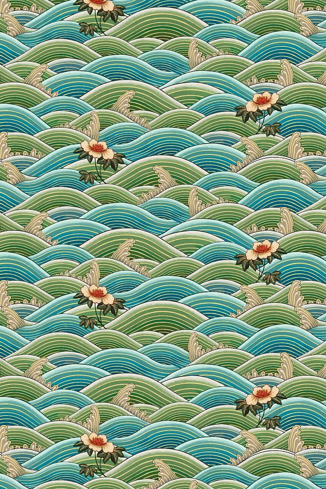 Oriental Chinese art vector wave pattern background