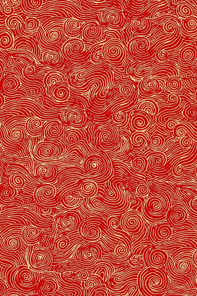 Red gold vector Chinese art wave pattern background