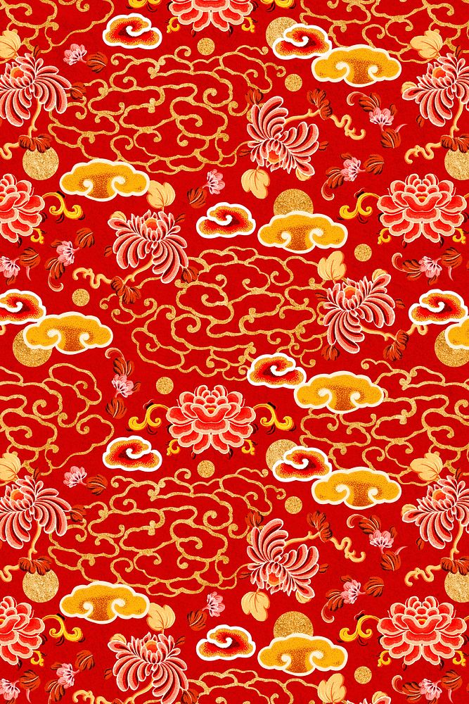Oriental cloud pattern red Chinese background