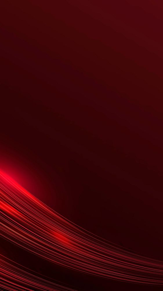 Red flowing neon wave vector mobile wallpaper