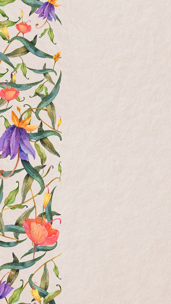 Phone wallpaper with watercolor floral mobile lockscreen background