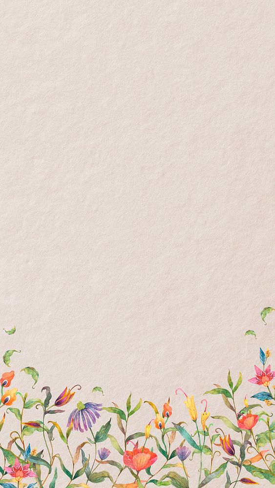 Phone wallpaper with watercolor floral mobile lockscreen background