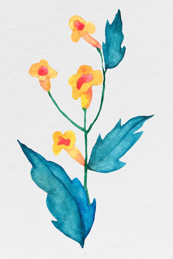 Yellow watercolor flower in bloom illustration