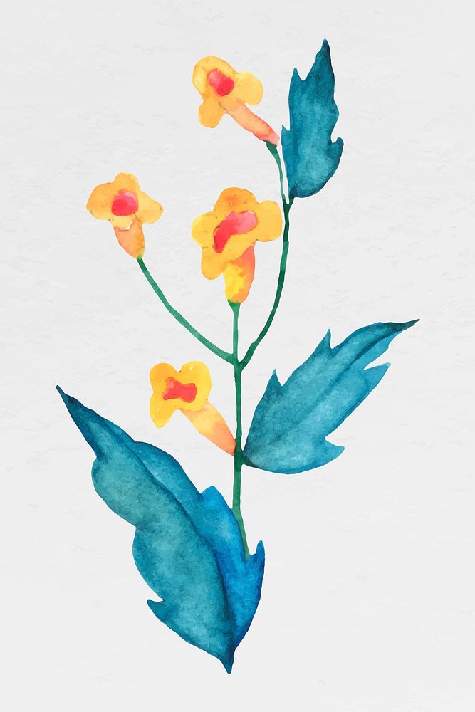 Yellow watercolor flower vector illustration