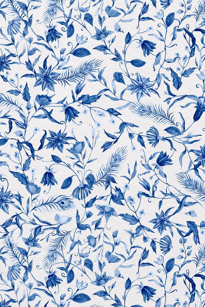 Background of blue watercolor flower illustration