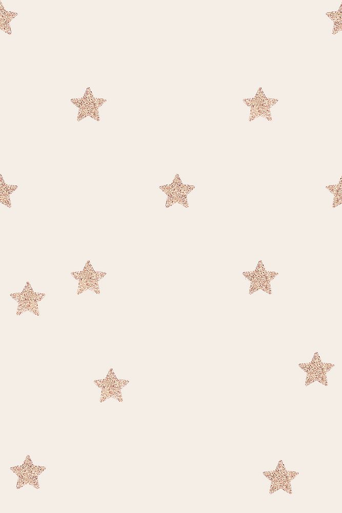 Rose gold glittery stars pattern on beige background banner
