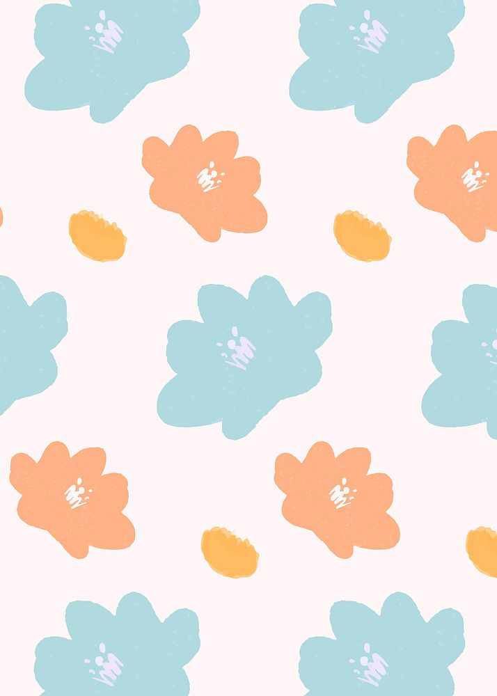 Vector colorful pastel flowers hand drawn pattern banner