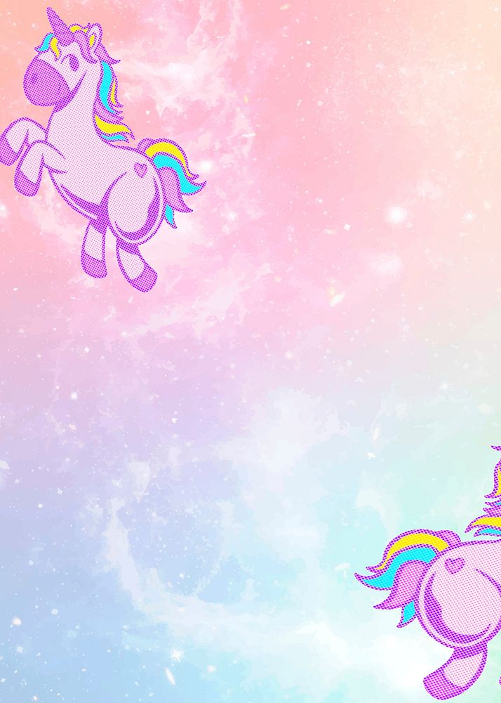 Unicorn pink and blue vector glittery pastel colorful banner