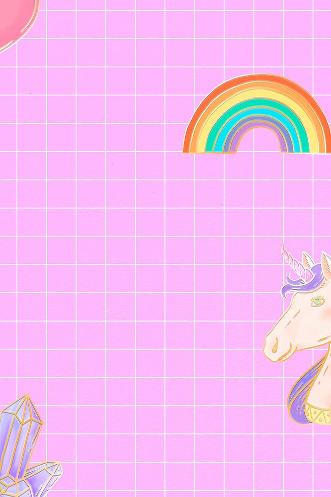 Psd pony pink grid rainbow aesthetic banner