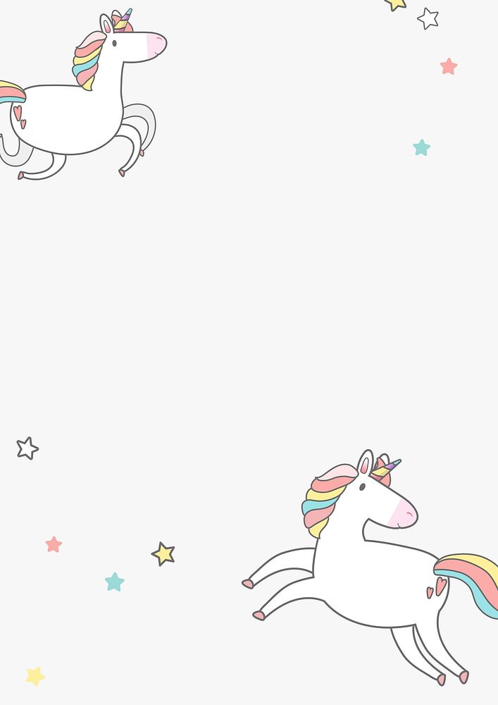Cute pastel unicorn and stars cartoon banner