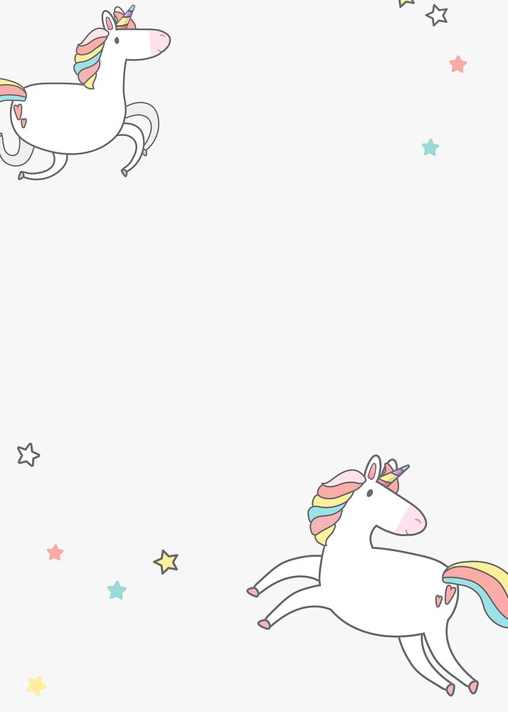 Cute vector pastel unicorn and stars cartoon banner