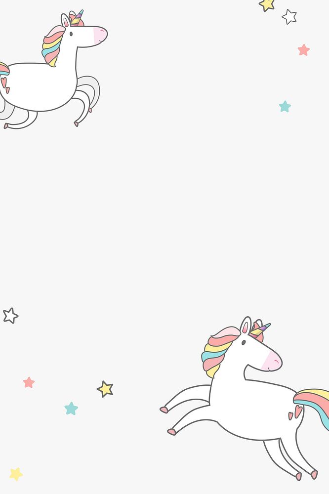 Colorful psd unicorn pastel cartoon on white background banner