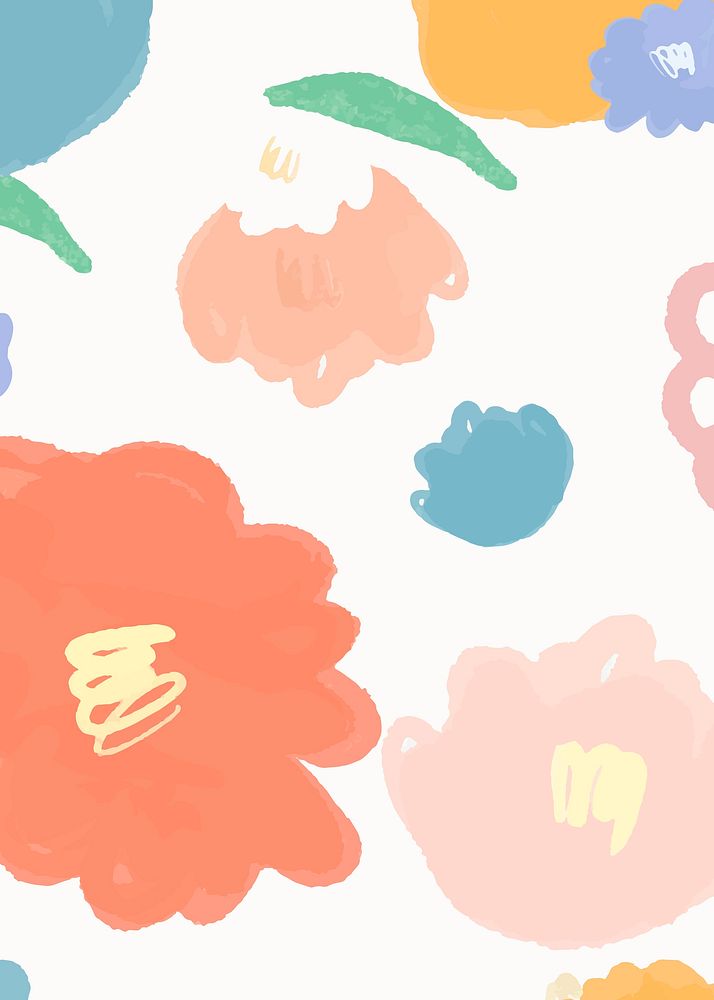 Colorful hand drawn vector flowers pastel pattern banner for kids