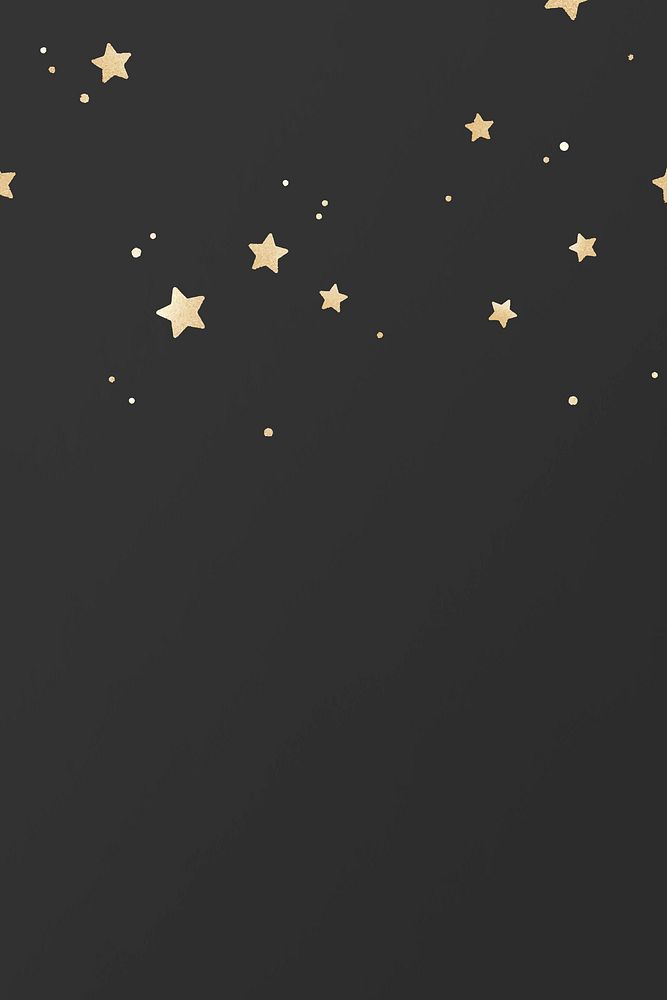Glittery gold stars vector pattern on black background banner