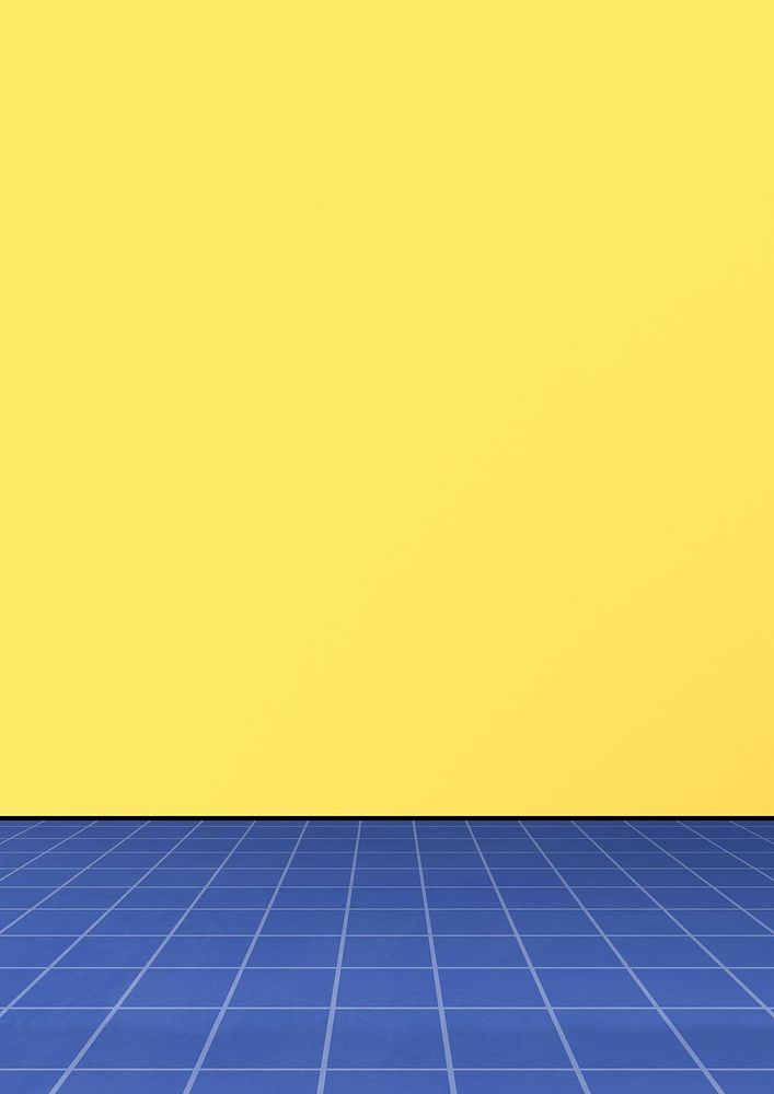 Psd blue grid on yellow background aesthetic banner