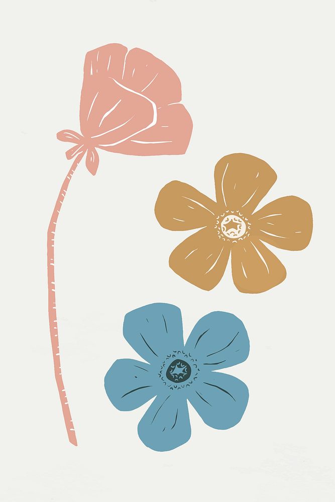 Vintage blooming flowers vector colorful stencil pattern