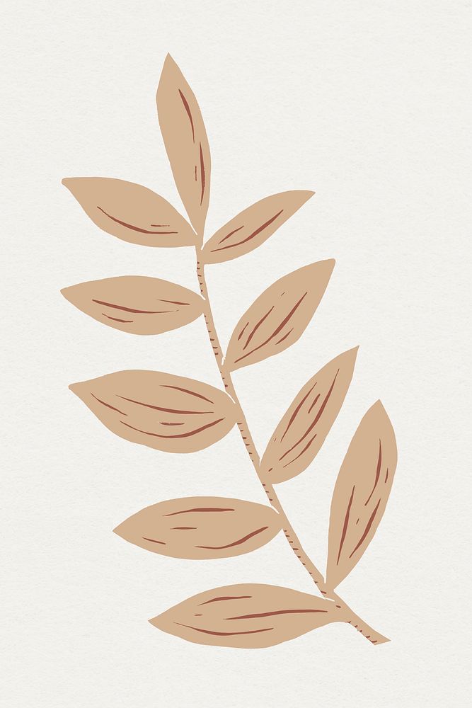 Vintage beige leaves psd plant stencil pattern