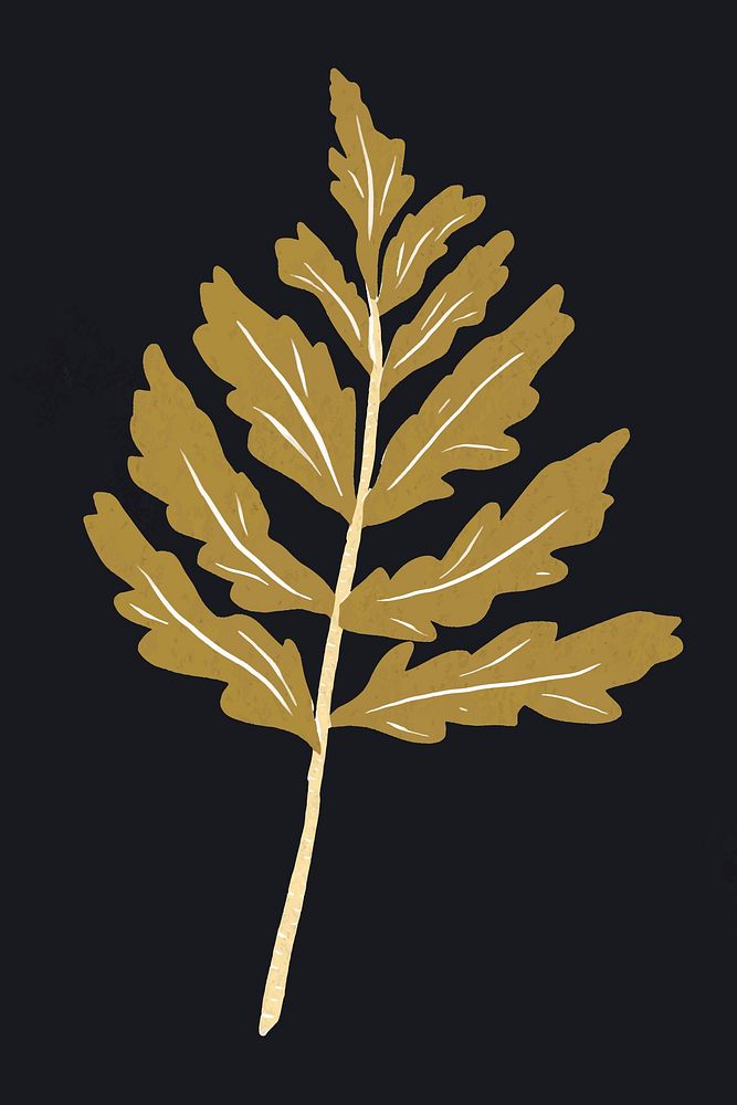 Leaf botanical illustration vector vintage gold stencil pattern