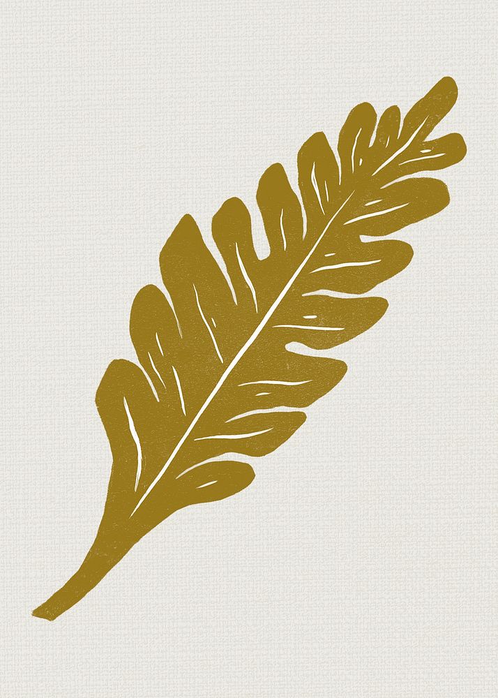 Leaf botanical illustration psd vintage gold stencil pattern