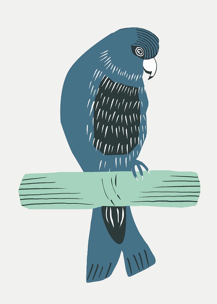 Blue cockatoo bird vintage stencil pattern