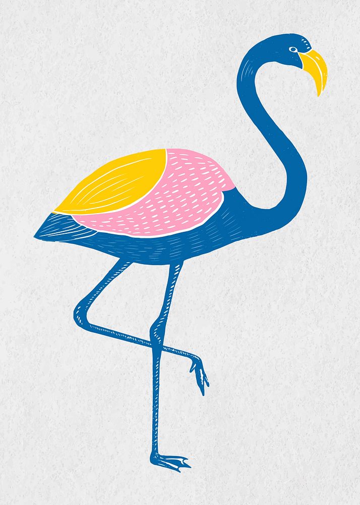 Colorful flamingo vector vintage tropical bird clipart