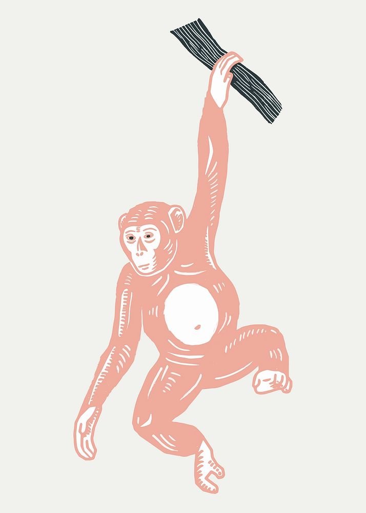 Peach monkey vector animal vintage stencil pattern