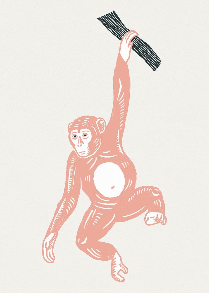 Peach monkey psd animal vintage stencil pattern