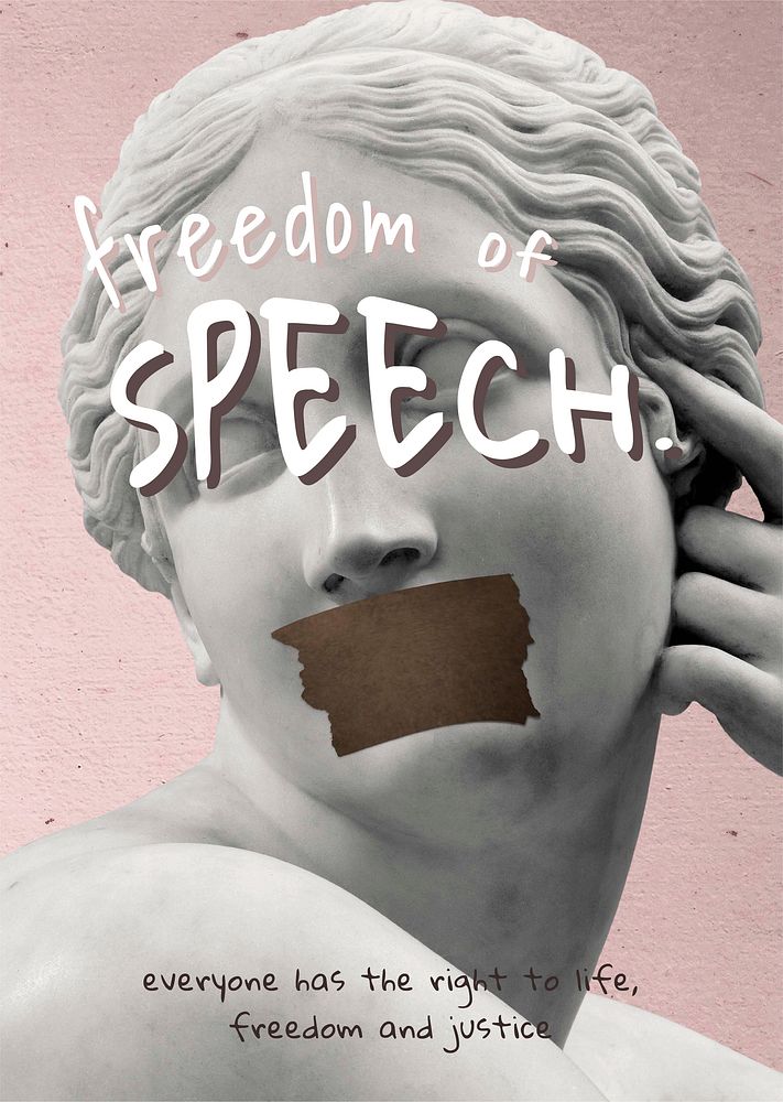 Freedom of speech vector human rights campaign pink social media poster