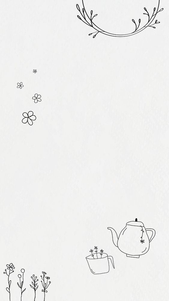 Lifestyle frame vector cute afternoon tea theme doodle drawing