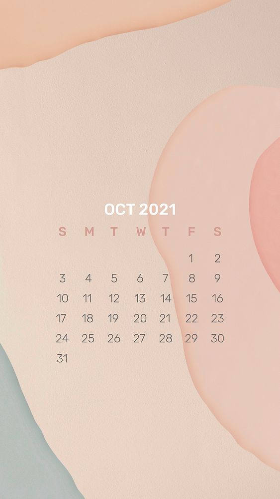 Calendar 2021 October phone wallpaper abstract background