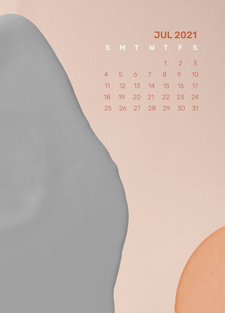Calendar 2021 July printable agenda abstract background