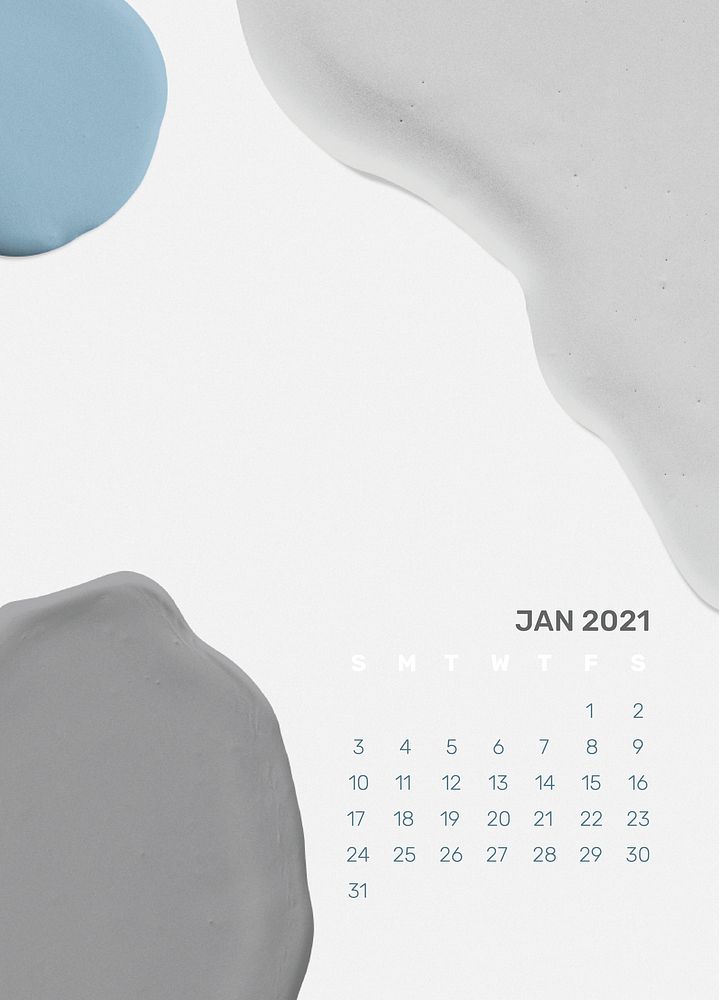 Calendar 2021 January printable template psd abstract background