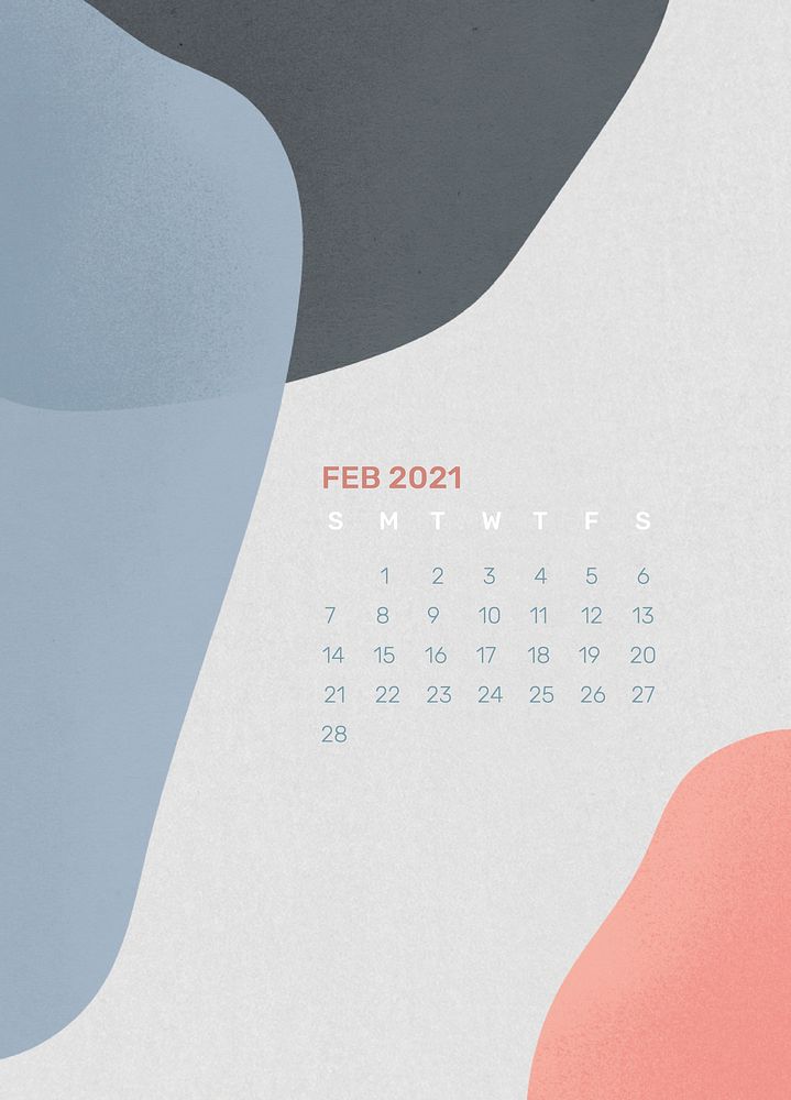 2021 calendar February printable template vector abstract background