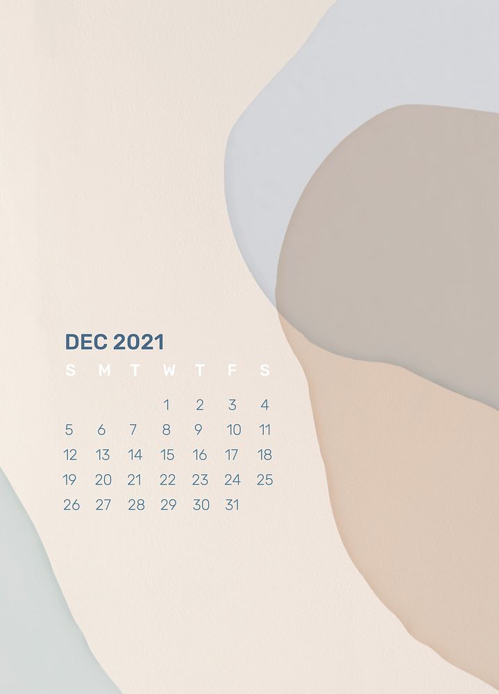 Calendar 2021 December printable template psd abstract background