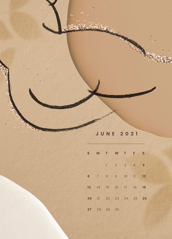 June 2021 printable month abstract feminine background