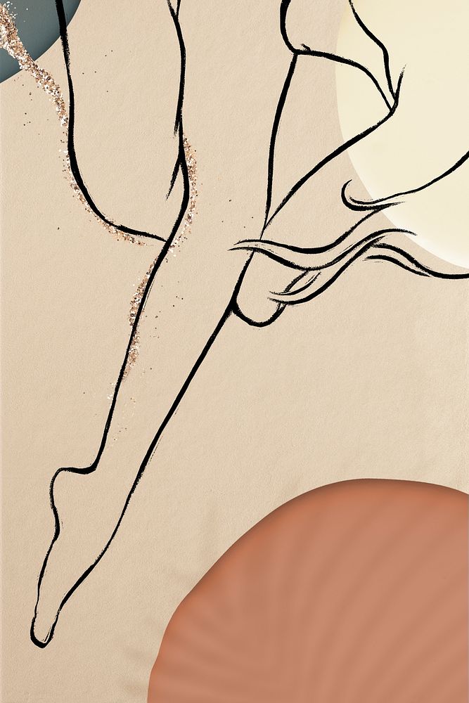 Sketched nude lady  social media banner  in earth tone