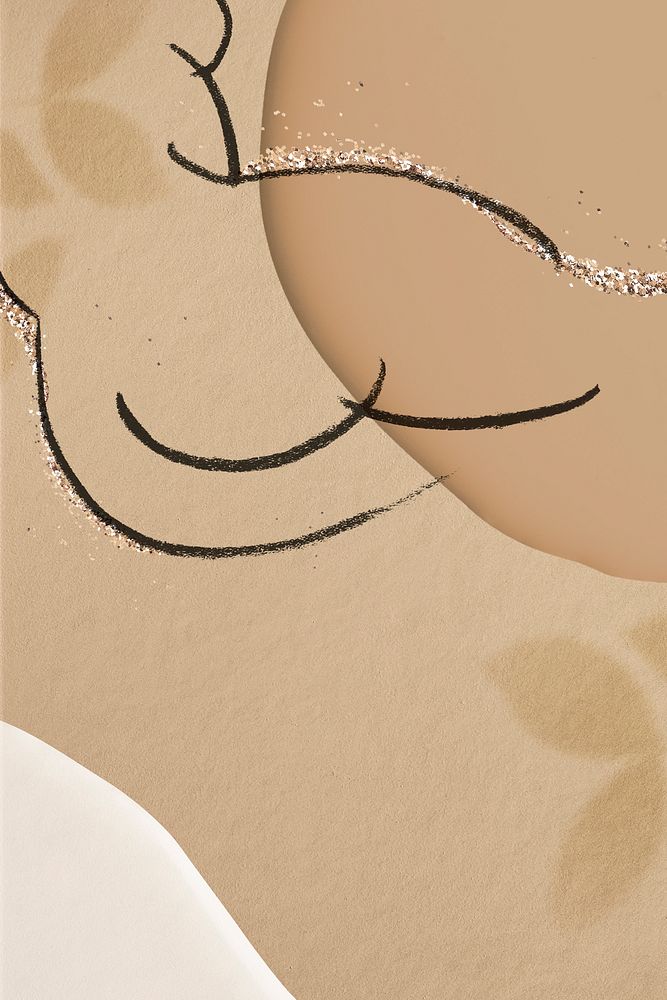Sketched nude lady  social media banner  in earth tone