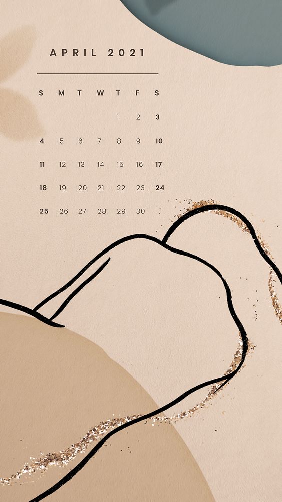 April 2021 printable month sketched nude lady background