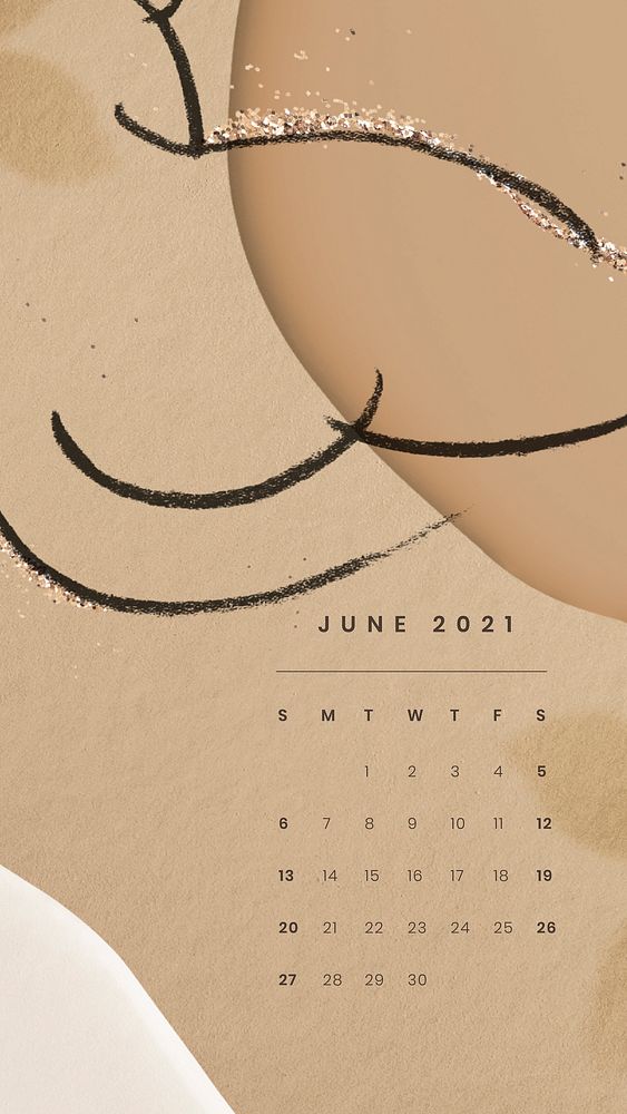 June 2021 printable month sketched nude lady background