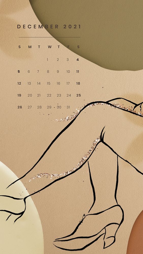 December 2021 mobile wallpaper vector template abstract feminine background