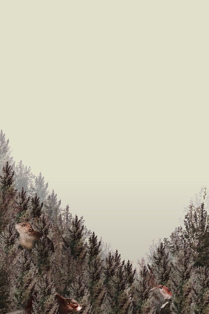 Forest pattern border vector with blank space on beige background