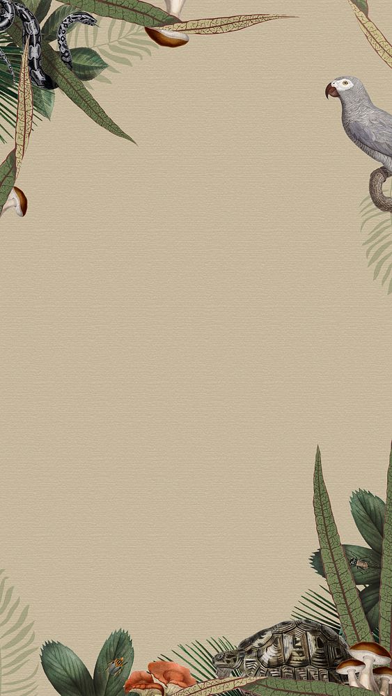 Jungle animals frame with design space beige phone wallpaper