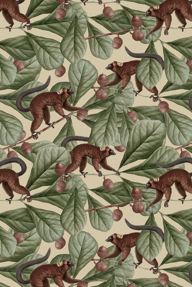 Lemur pattern background jungle illustration