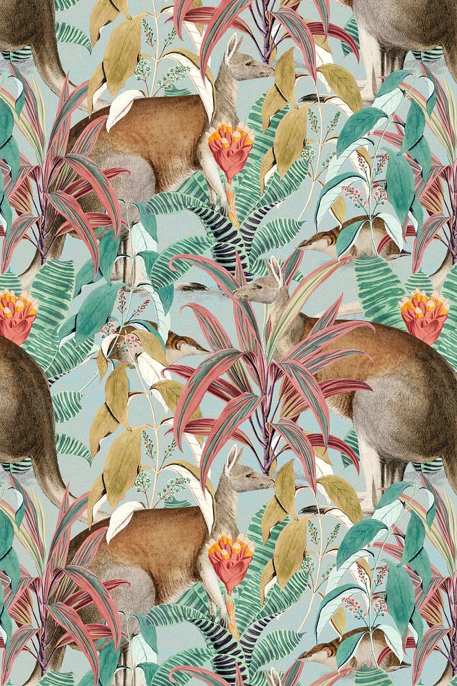 Kangaroo pattern background jungle illustration